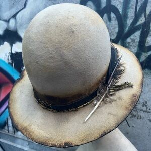 GYPSY Custom Upcycled Burned Distressed Open Crown Hat